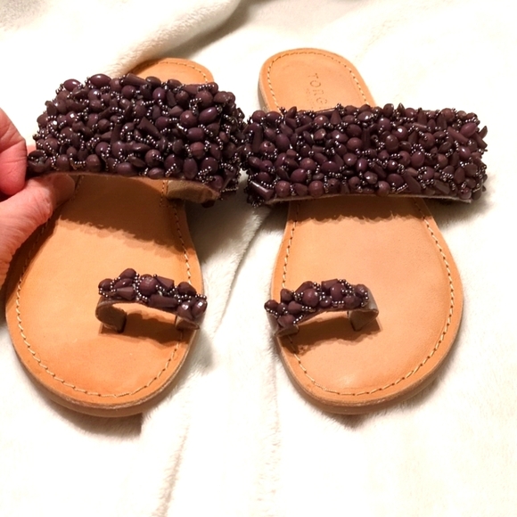Torgeis Sandals sz 7 Leather lining with beads - Picture 1 of 8